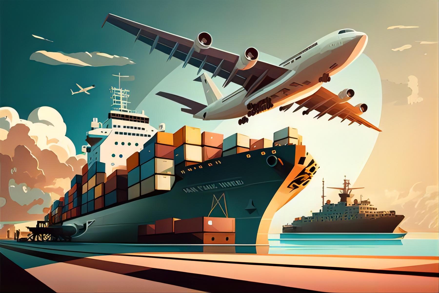 Global logistics map showing shipping routes from China to the USA