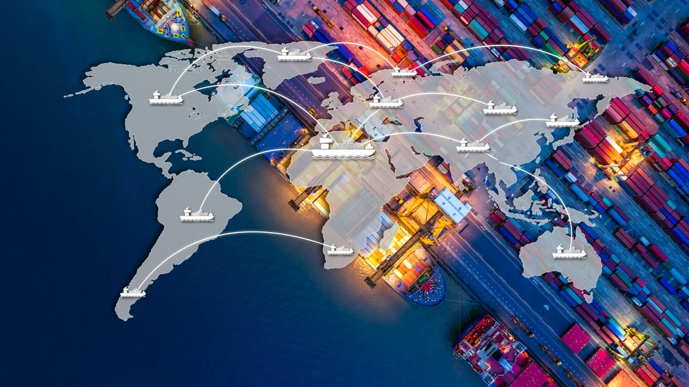 Air freight cargo being loaded for transport from China to Singapore