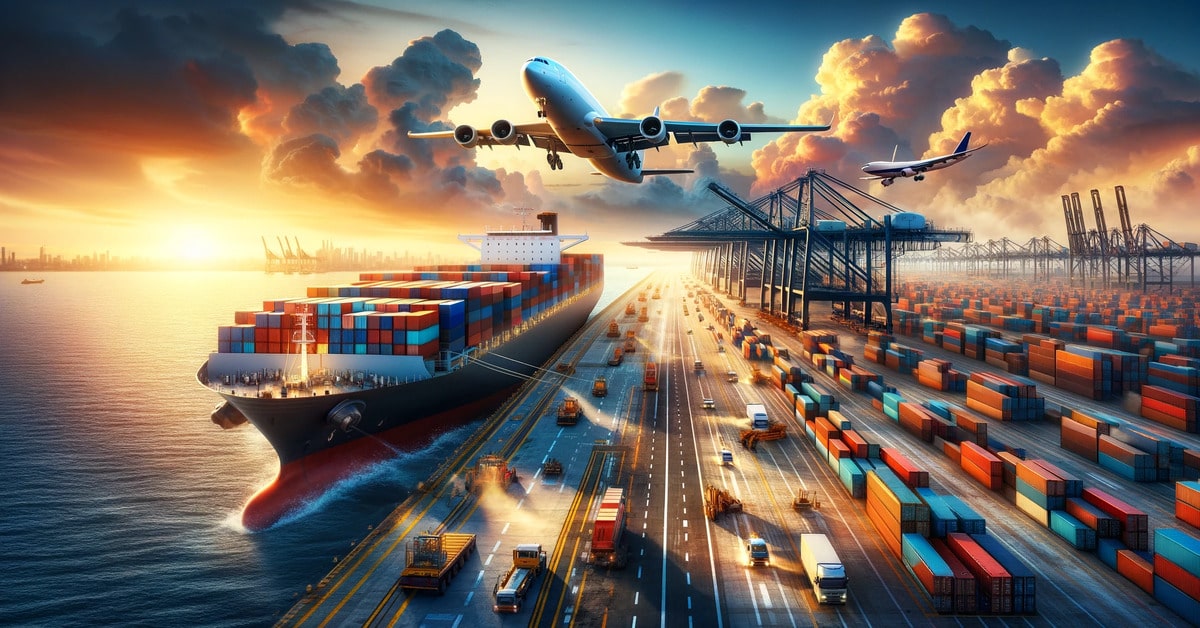 Cargo ship transporting containers from China to UAE
