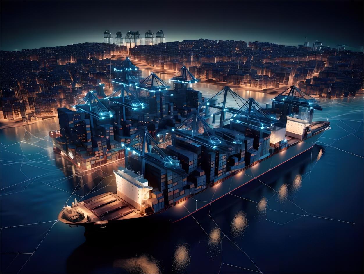 Container ship loaded with cargo for UK import