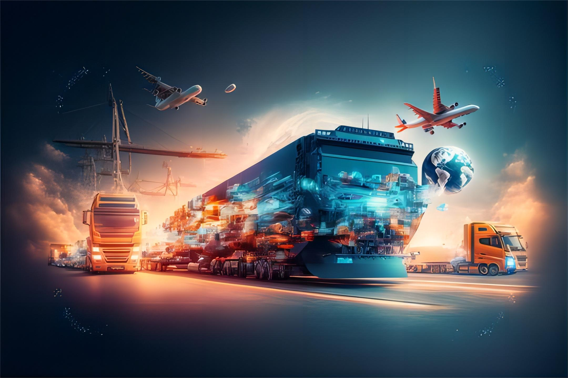 Global freight logistics and shipping containers at a busy port