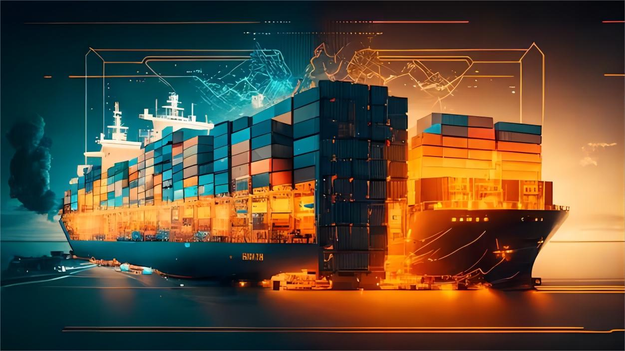 Cargo ships loading containers for transit from China to the UK